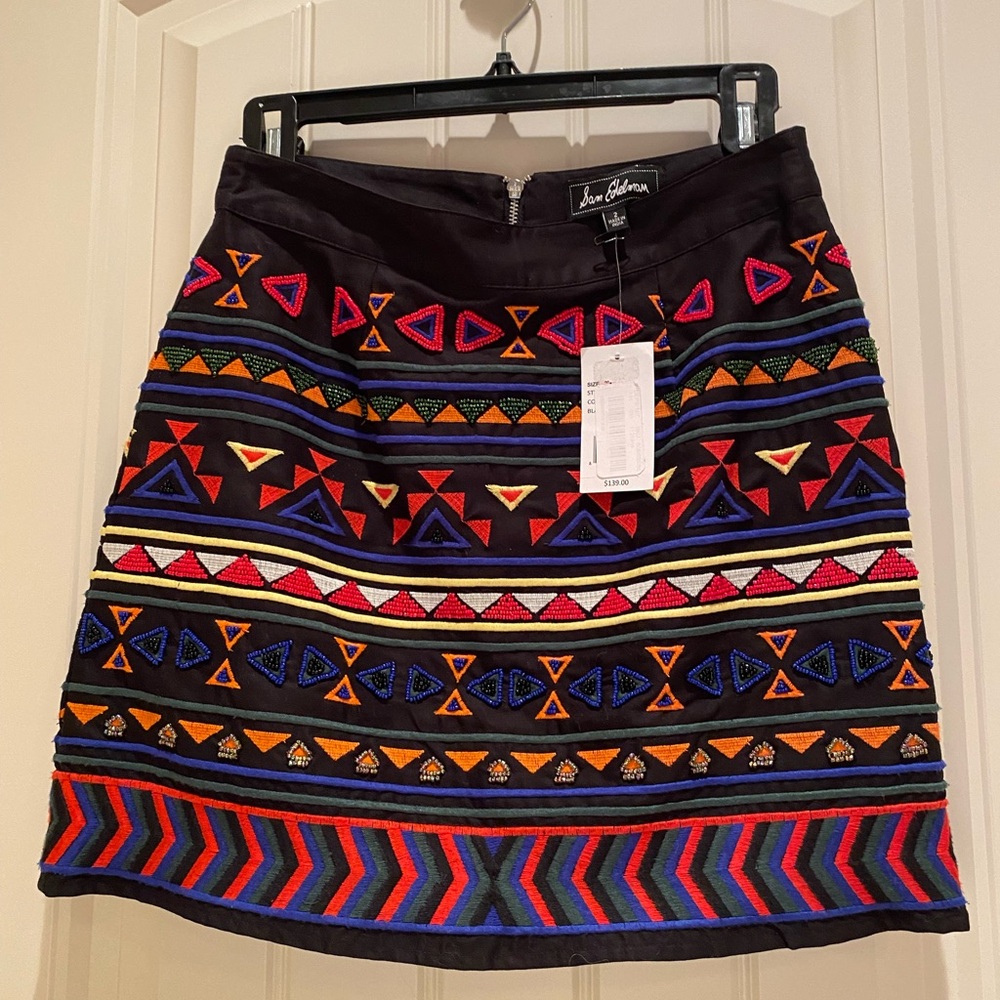 Sam Edelman embroidered and beaded mini skirt. Size 2.  Brand new. NWT.